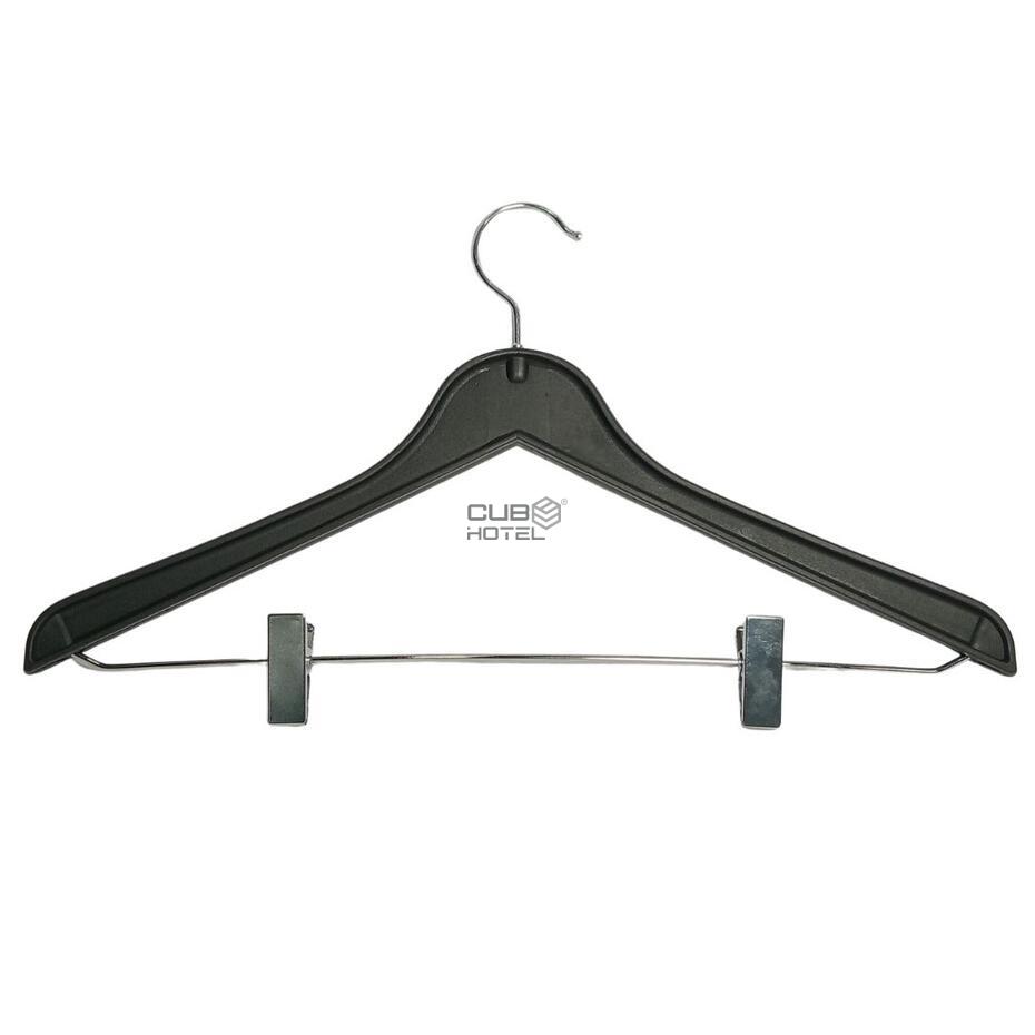 100 Black Plastic Hangers with Clips